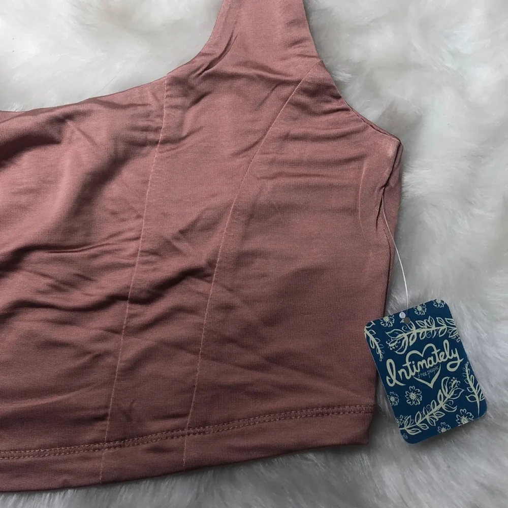 Free People Be Cool Brami Pink Tan Clay Cropped Tee Bralette XS NEW